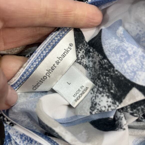 Christopher & Banks Dress size Large Black Blue Slinky Stretch Straight Knee - Picture 11 of 11